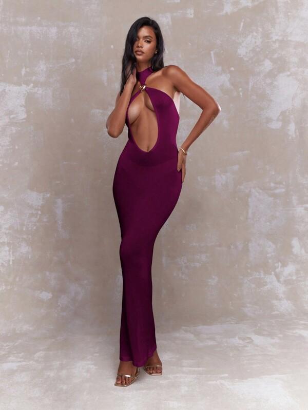 missguided MISSGUIDED Halter Neck Cutout Maxi Dress With Backless Design