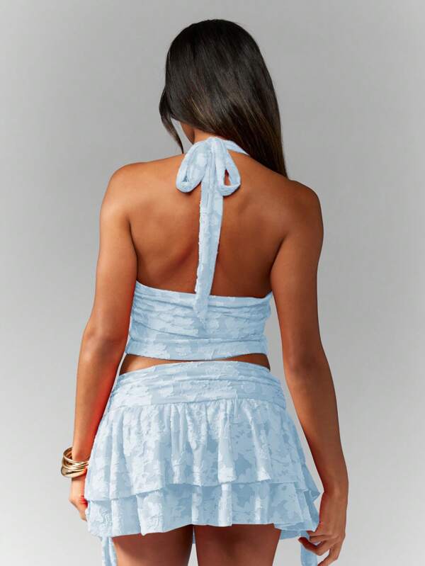 Missguided MISSGUIDED Halter Neck Floral Embossed Textured Cami Top