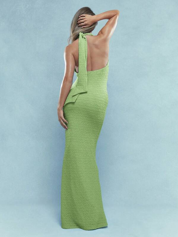 Missguided MISSGUIDED Halter Neck Mermaid Side Cutout Long Dress