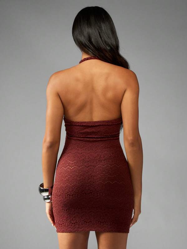 Missguided MISSGUIDED Halter Neck Studded Bodycon Mini Dress With Rhinestones