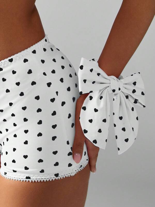Missguided MISSGUIDED Heart Print Bra And Boy Short Set
