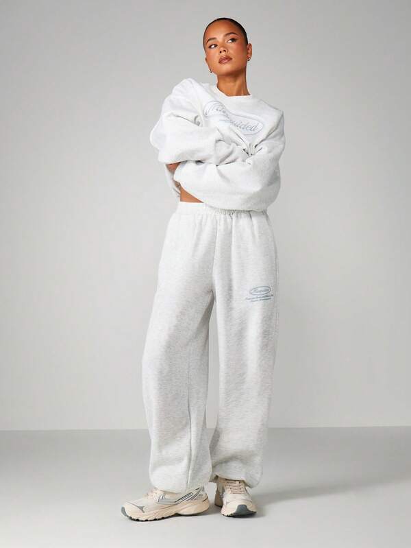 Missguided MISSGUIDED Heathered Drawstring Joggers With Cuffed Ankles