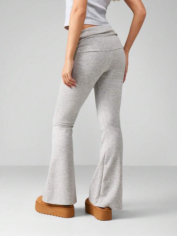 Missguided MISSGUIDED Heathered Flare Leg Lounge Pants