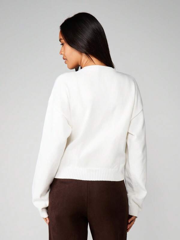 Missguided MISSGUIDED Henley Button Front Knit Sweater