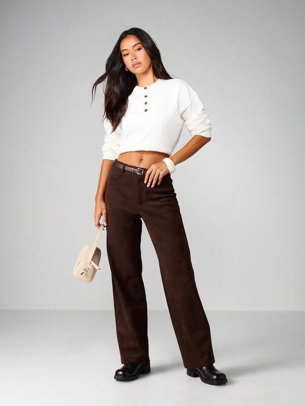 Missguided MISSGUIDED Henley Button Front Knit Sweater