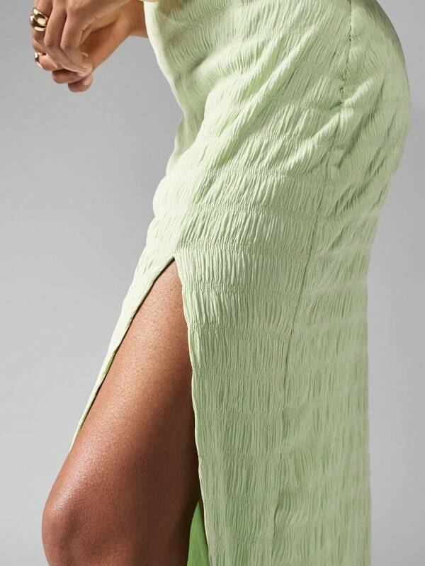 Missguided MISSGUIDED High Fashion Couture Textured Cutout Split Thigh Maxi Dress