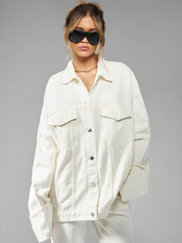 Missguided MISSGUIDED High Fashion Utility Oversized Trucker Denim Jacket