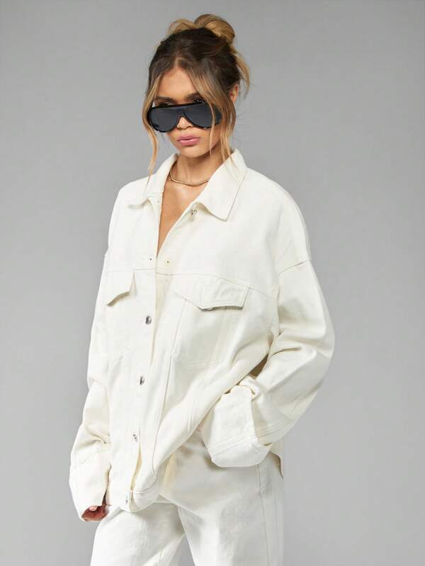 missguided MISSGUIDED High Fashion Utility Oversized Trucker Denim Jacket