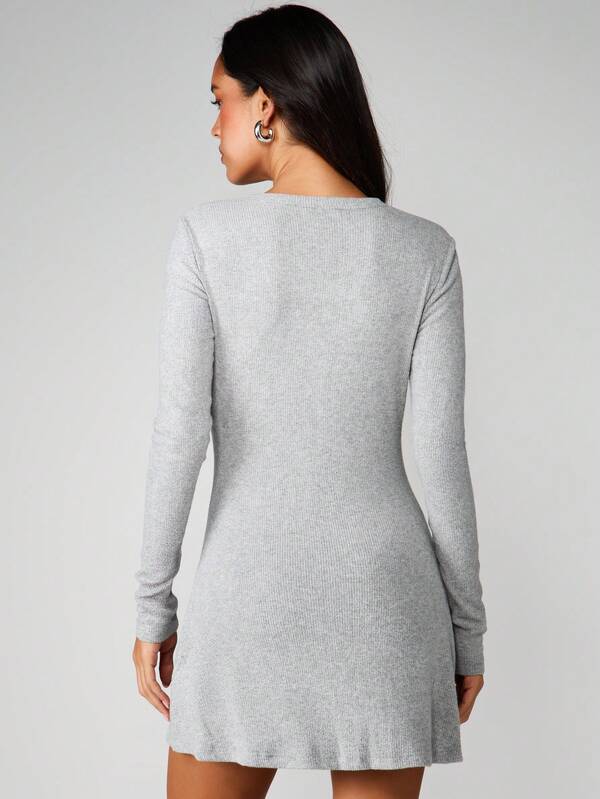 Missguided MISSGUIDED High Neck Button Through Mini Dress