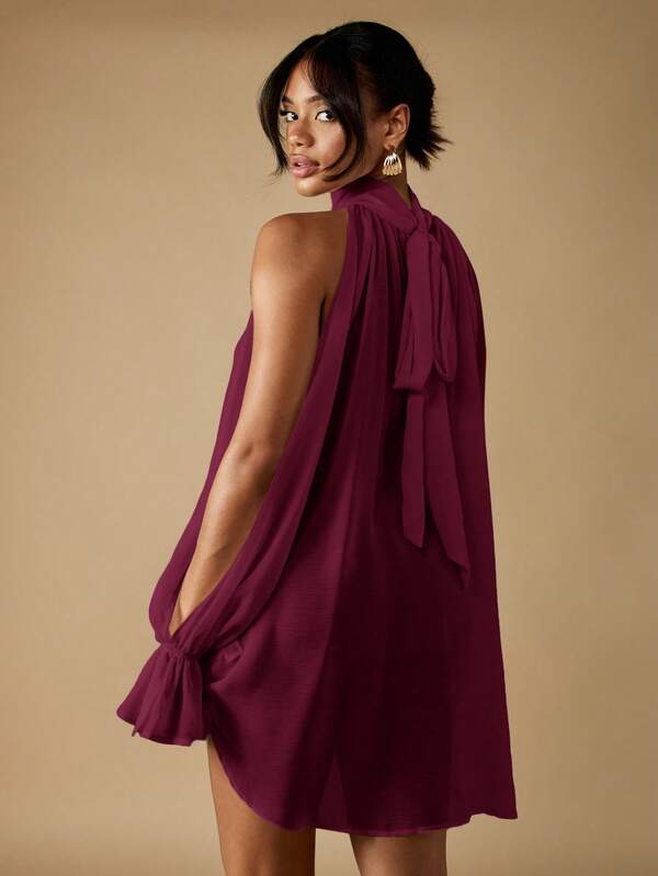 Missguided MISSGUIDED High Neck Cold Shoulder Halter Top With Ruffles