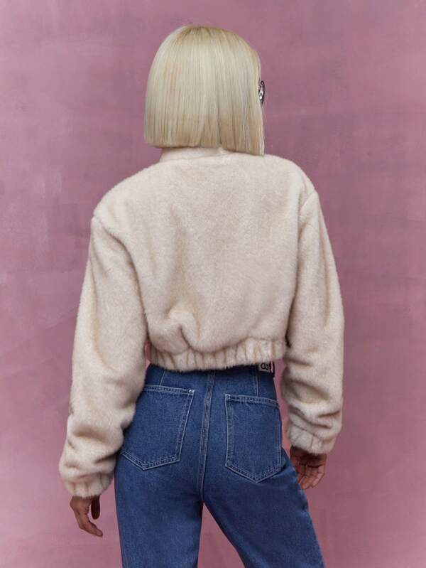 Missguided MISSGUIDED High Neck Gathered Waist Long Sleeves Crop Coat Winter Wear