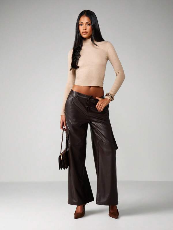 Missguided MISSGUIDED High Neck Ribbed Knit Crop Top