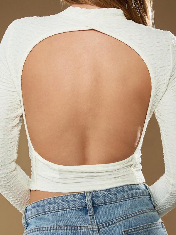 Missguided MISSGUIDED High Neck Top With Cut Out Back