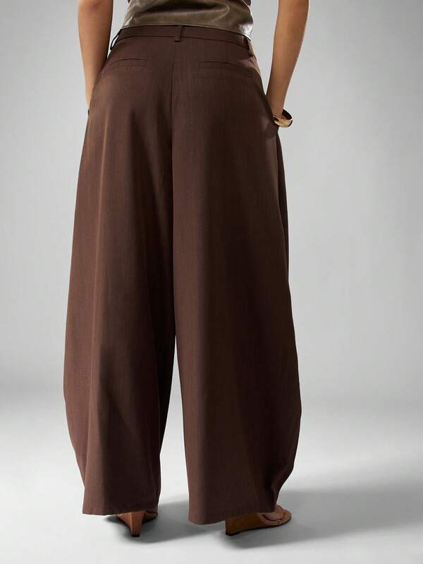 Missguided MISSGUIDED High Rise Balloon Pleated Wide Leg Pants