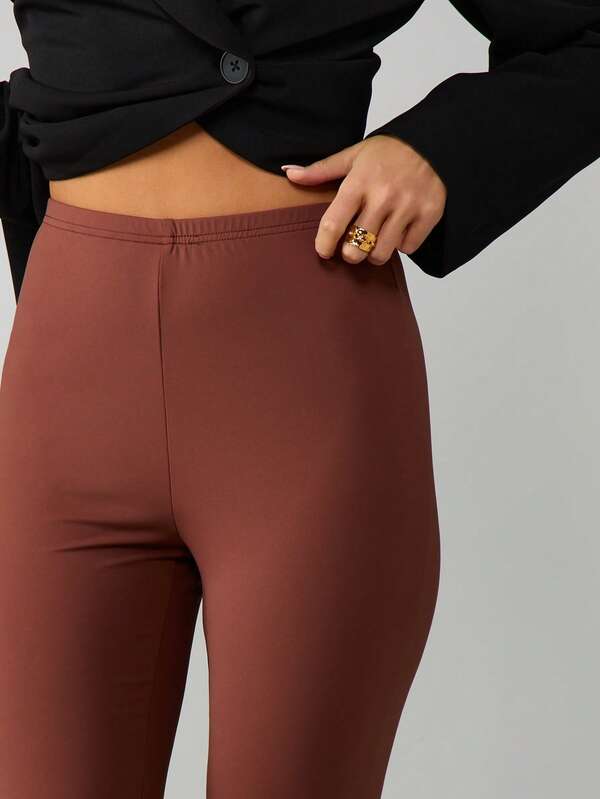 Missguided MISSGUIDED High Rise Capri Pants With Lace Hem