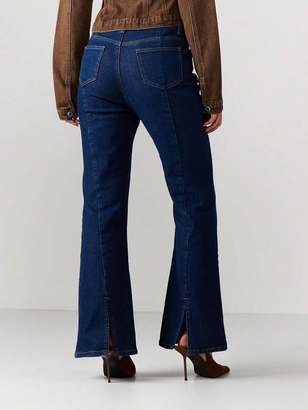 Missguided MISSGUIDED High Rise Flare Jeans With Split Hem