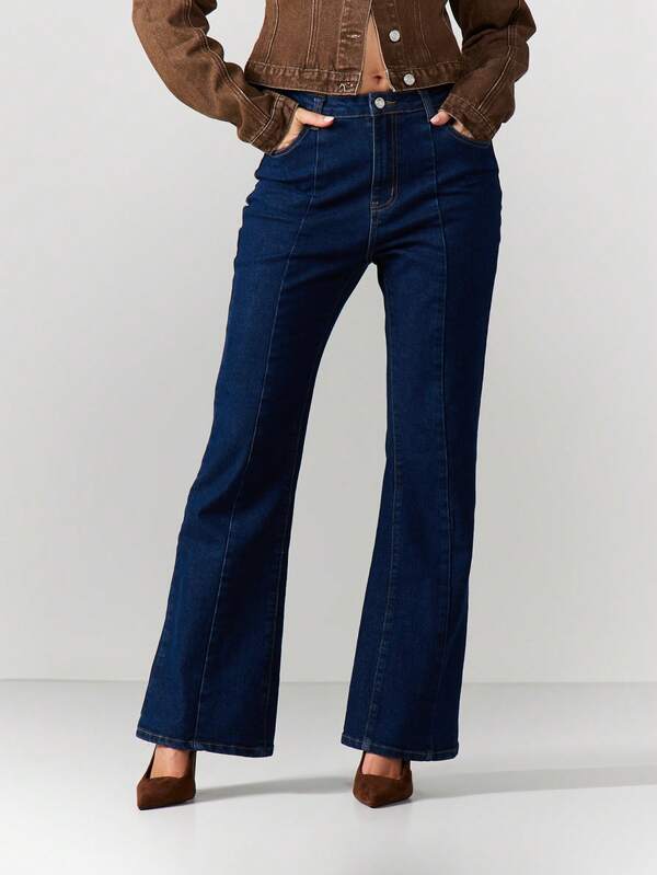 Missguided MISSGUIDED High Rise Flare Jeans With Split Hem