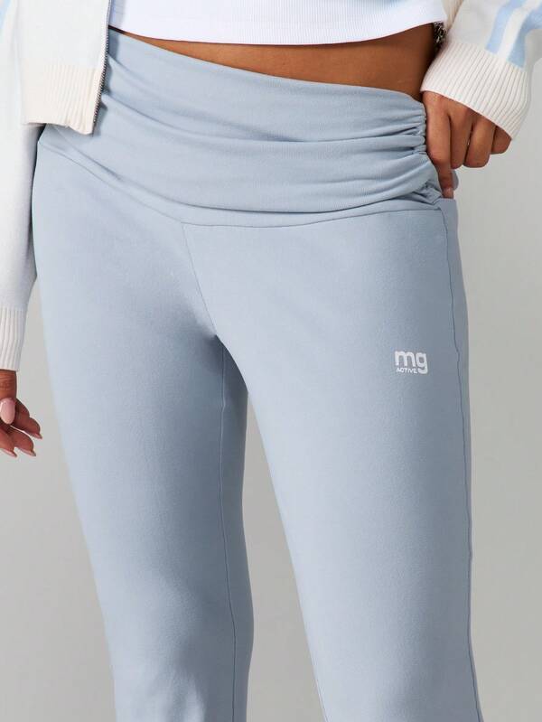 Missguided MISSGUIDED High Rise Flare Leggings With Rolled Waistband