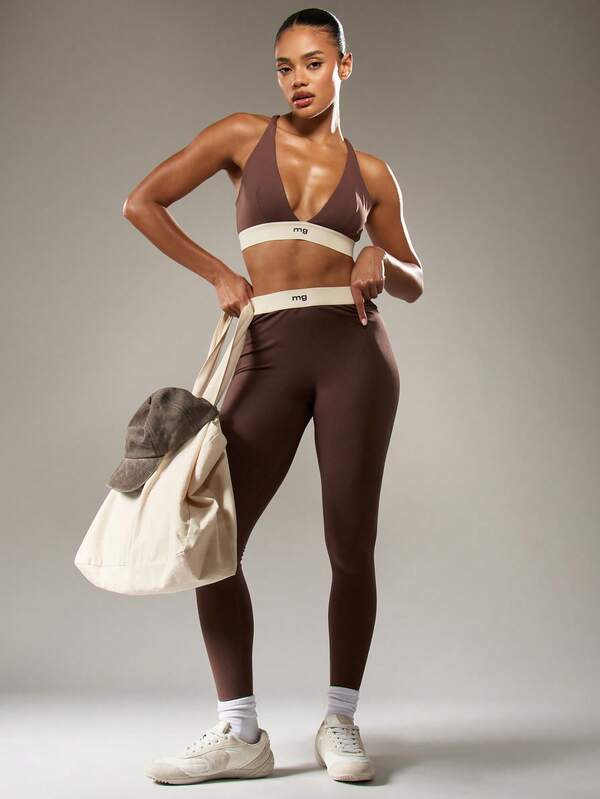 Missguided MISSGUIDED High Rise Leggings With Branded Waistband