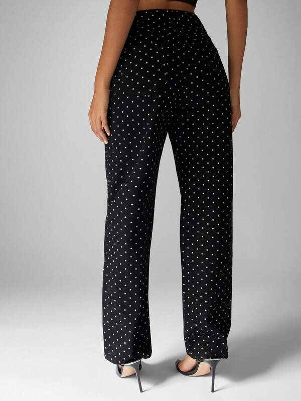 Missguided MISSGUIDED High Rise Polka Dot Wide Leg Jeans