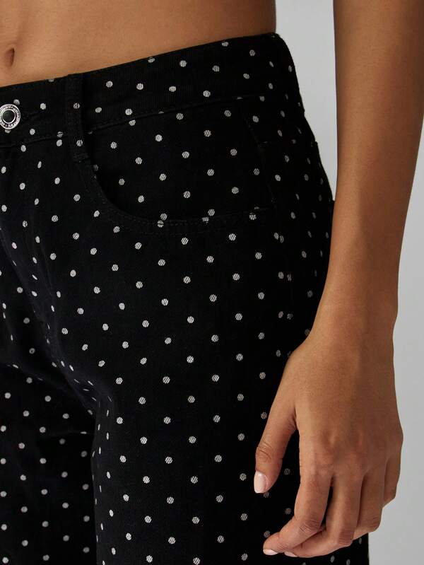 Missguided MISSGUIDED High Rise Polka Dot Wide Leg Jeans