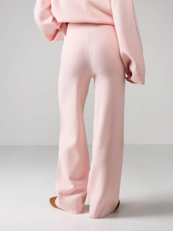 Missguided MISSGUIDED High Rise Ribbed Knit Pants With Button Detail