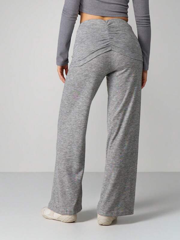 Missguided MISSGUIDED High Rise Ruched Wide Leg Pants