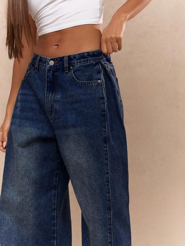 Missguided MISSGUIDED High Rise Wide Leg Denim Pants With Vintage Wash