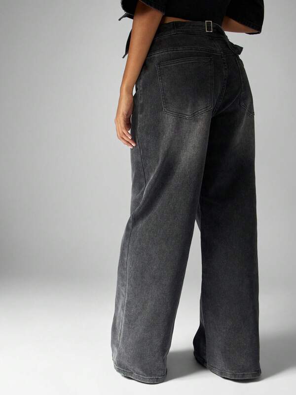 Missguided MISSGUIDED High Rise Wide Leg Flared Denim Jeans