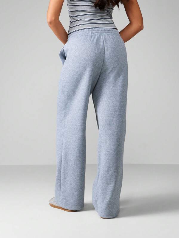 Missguided MISSGUIDED High Rise Wide Leg Joggers With Embossed Logo