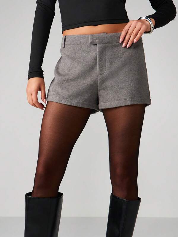 missguided MISSGUIDED High Rise Wool Blend Mini Shorts