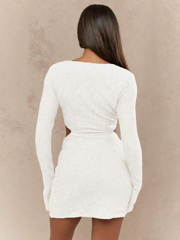 Missguided MISSGUIDED High Square Neckline Cut Out Ruched Details Mini Dress