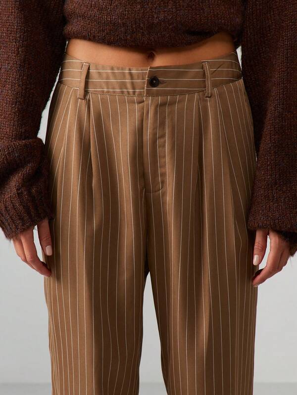 Missguided MISSGUIDED High Waist Pinstripe Wide Leg Trousers