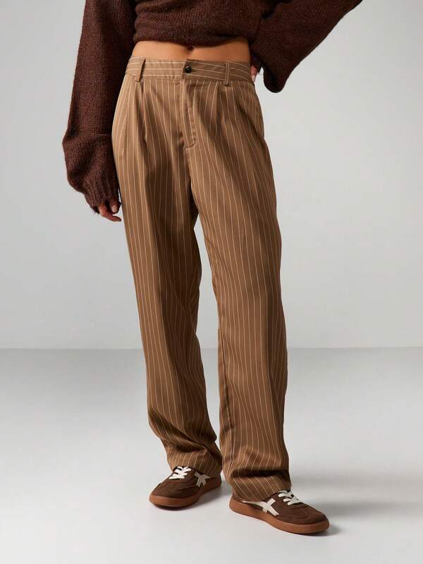 missguided MISSGUIDED High Waist Pinstripe Wide Leg Trousers