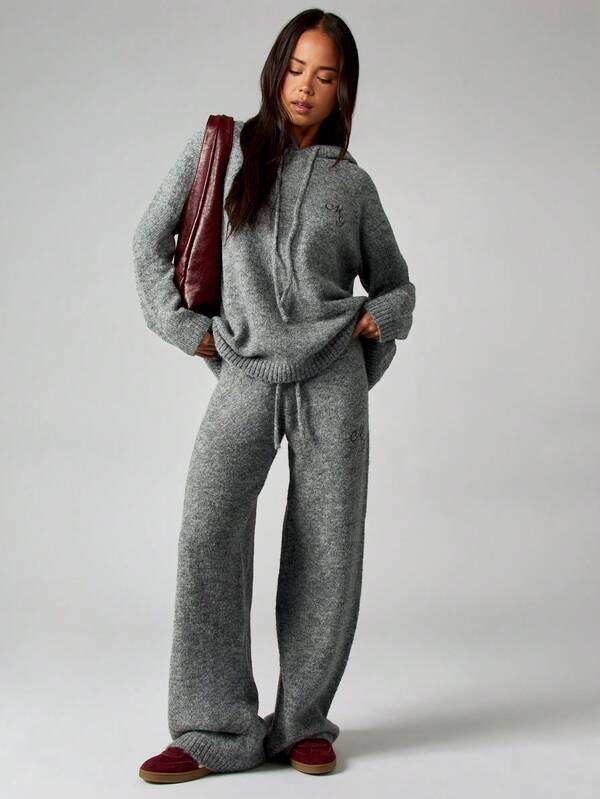 Missguided MISSGUIDED High Waisted Knitted Sweater Pants With Logo