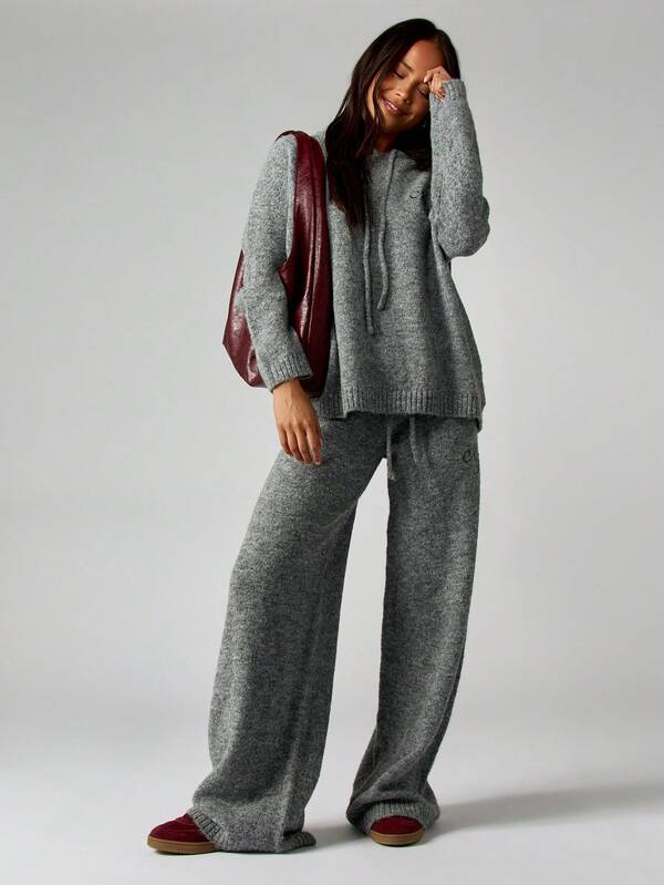 Missguided MISSGUIDED High Waisted Knitted Sweater Pants With Logo