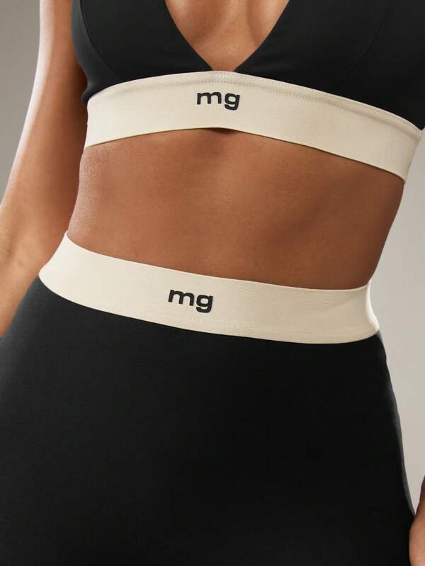Missguided MISSGUIDED High Waisted Leggings With Branded Waistband