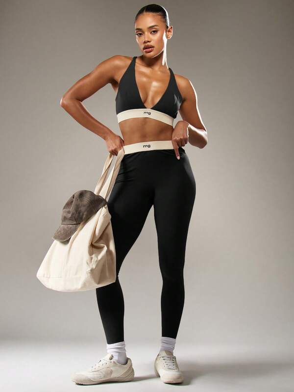 Missguided MISSGUIDED High Waisted Leggings With Branded Waistband