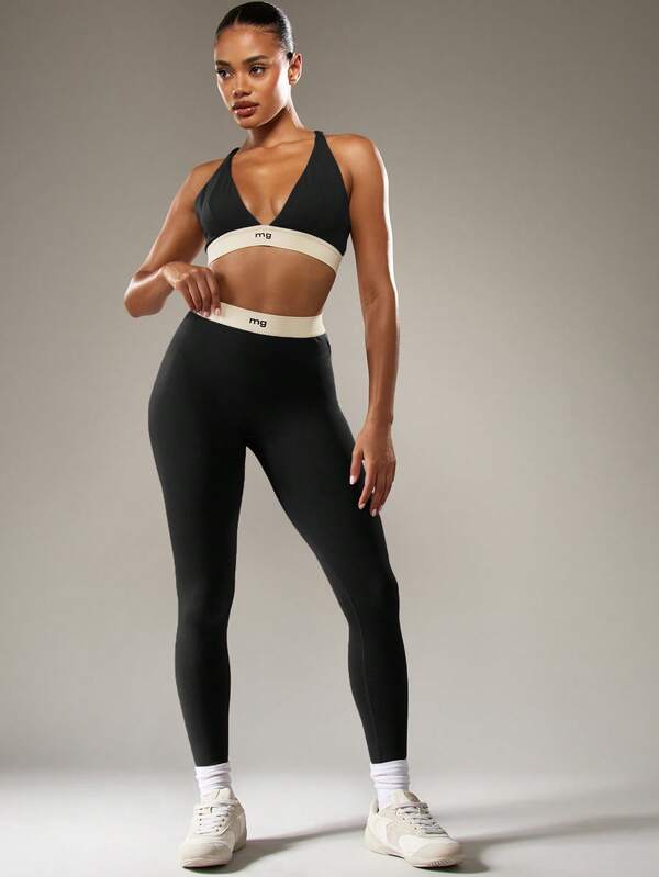 missguided MISSGUIDED High Waisted Leggings With Branded Waistband