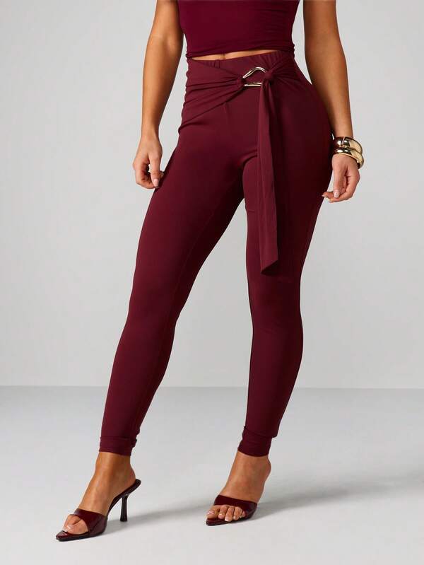 missguided MISSGUIDED High Waisted Leggings With Tie Belt