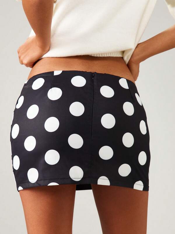 Missguided MISSGUIDED High Waisted Polka Dot Mini Skirt With Scarf