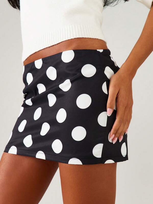 Missguided MISSGUIDED High Waisted Polka Dot Mini Skirt With Scarf