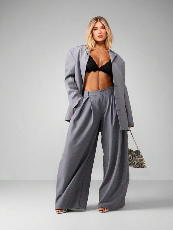 Missguided MISSGUIDED High Waisted Polka Dot Wide Leg Pants