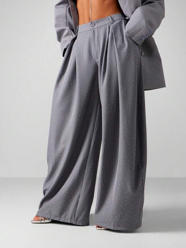 missguided MISSGUIDED High Waisted Polka Dot Wide Leg Pants