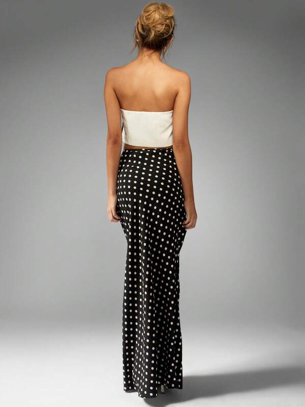 Missguided MISSGUIDED High Waisted Retro Polka Dot Elegant Maxi Skirt