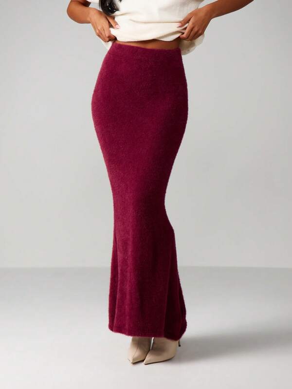 missguided MISSGUIDED High Waisted Ribbed Knit Maxi Skirt