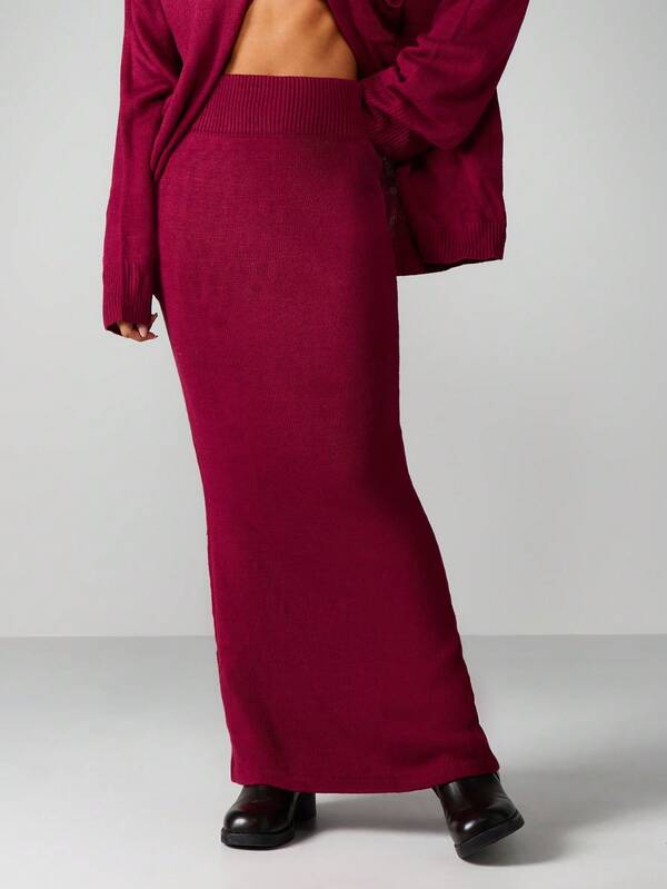 missguided MISSGUIDED High Waisted Ribbed Knit Maxi Skirt