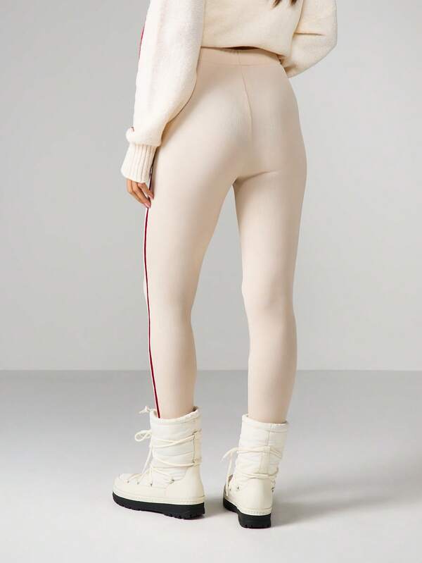 Missguided MISSGUIDED High Waisted Ribbed Leggings With Stripe