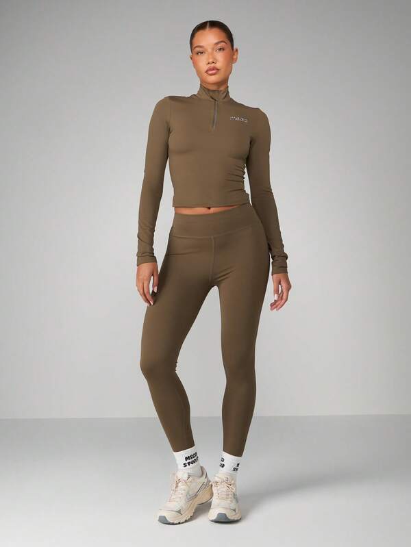 Missguided MISSGUIDED High Waisted Seamless Compression Leggings With Logo Detail