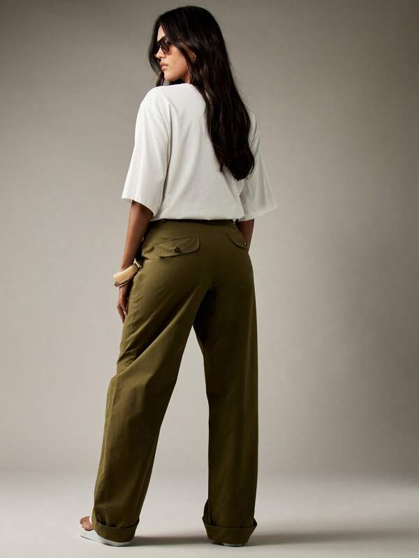 Missguided MISSGUIDED High Waisted Wide Leg Cargo Utility Pants